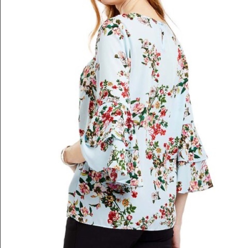 Jessica Rose Floral 3/4 Ruffle Sleeve Top Small - Picture 3 of 8